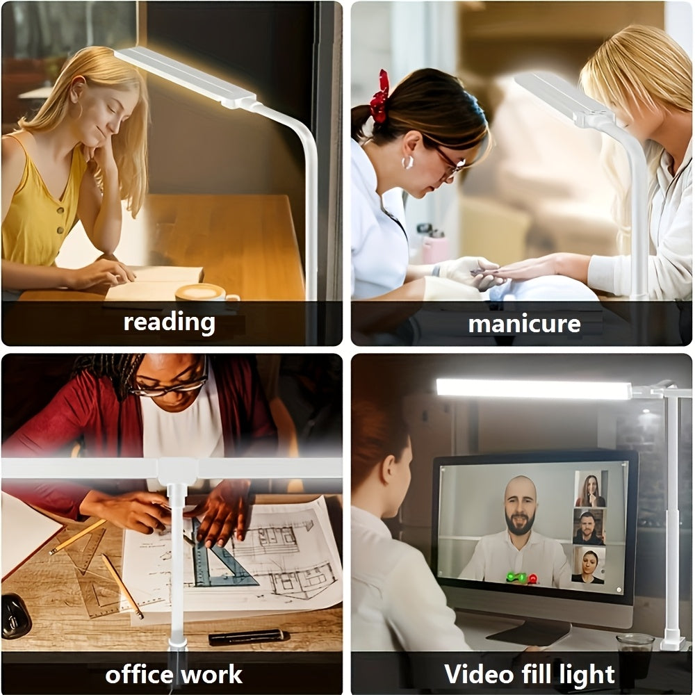 GLOWNEST - Lámpara de Mesa LED Doble Cabezal Moderna Alimentada por USB con Brazo Flexible