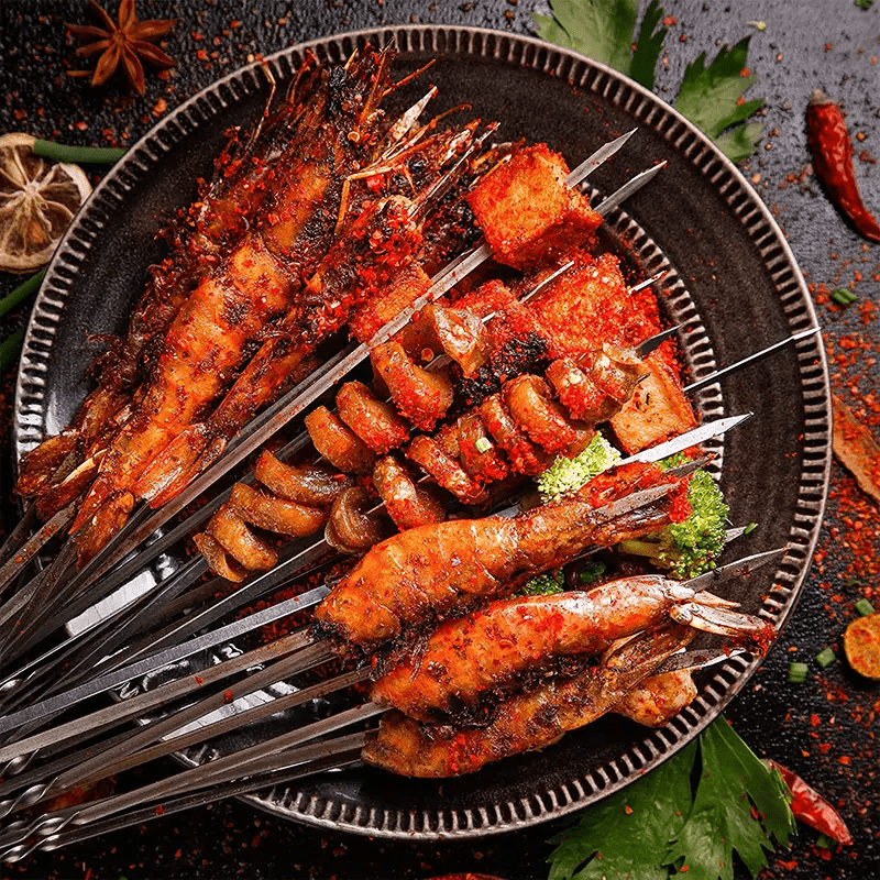 SKEWERTUBE – Juego de Pinchos de Acero Inoxidable para BBQ con Tubo de Almacenamiento