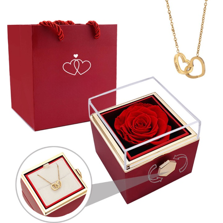 Caja de Rosa Eterna con Collar Personalizado para Damas