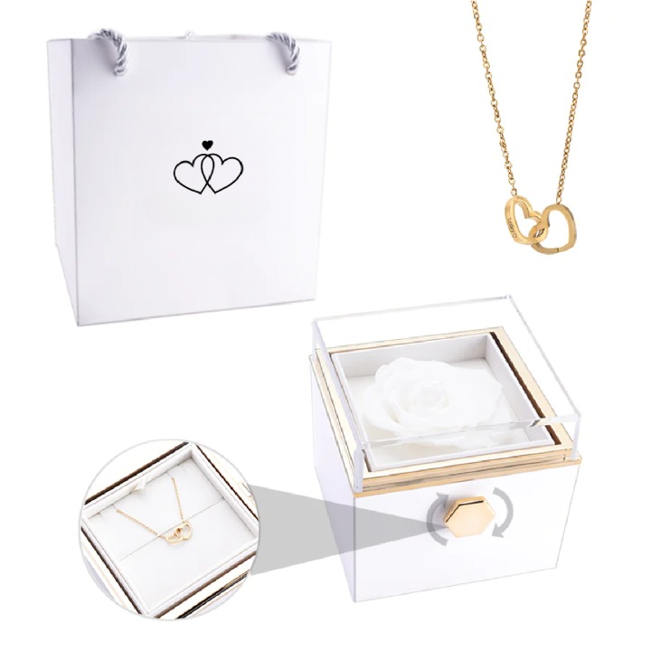 Caja de Rosa Eterna con Collar Personalizado para Damas
