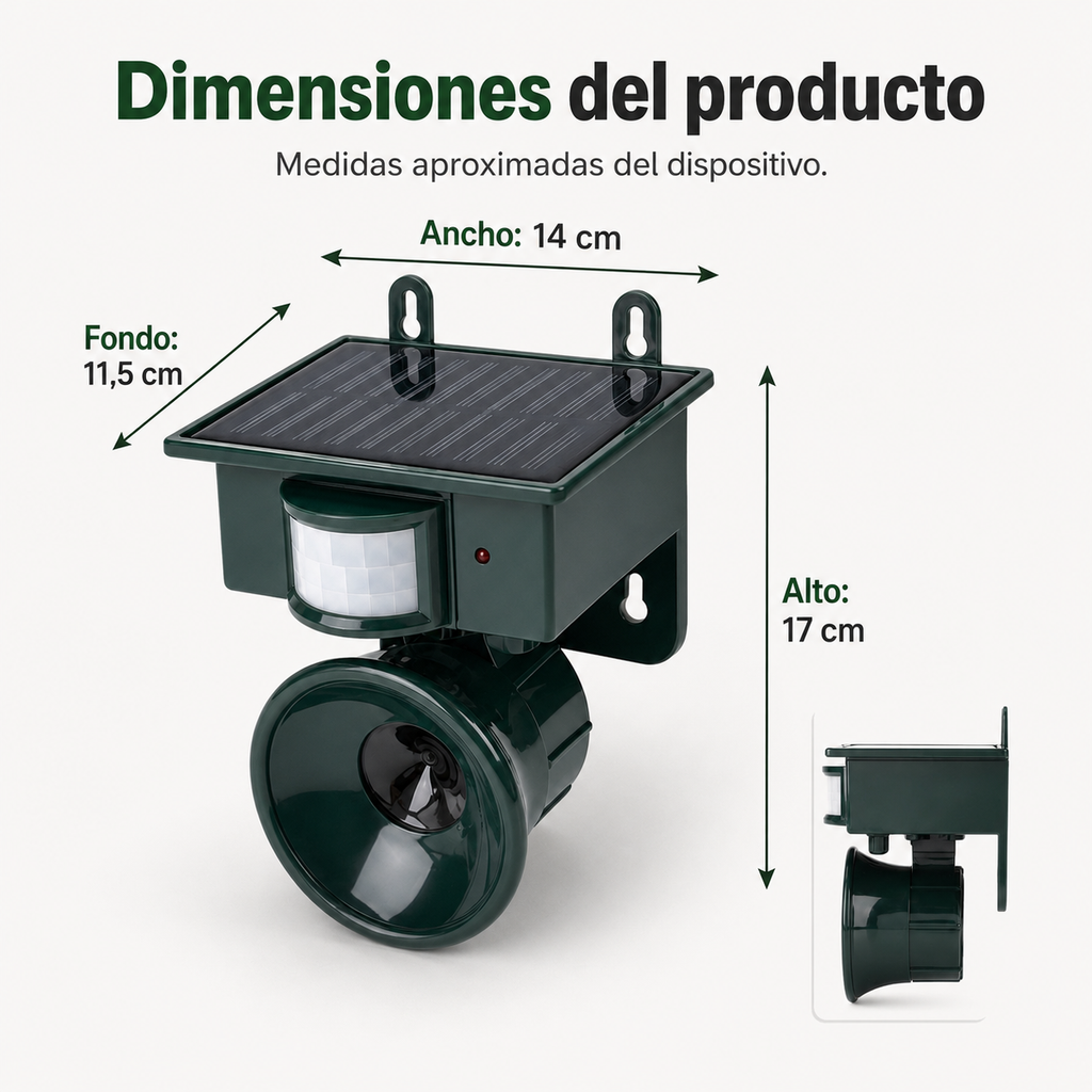 Repelente de Aves Solar Ultrasonico Inteligente