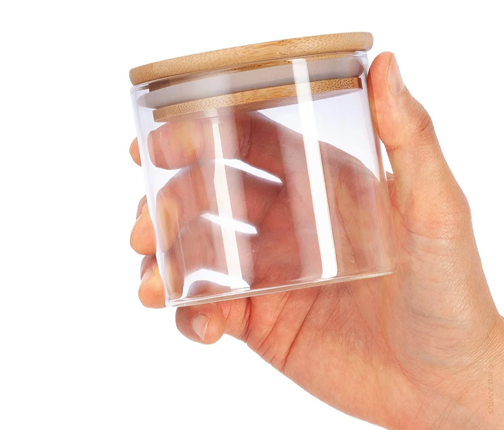 Conjunto de Tarros de Vidrio PureVorrat – Envases con Tapa de Madera | Hermético y Elegante | Almacenamiento Moderno de Cocina | Brehn