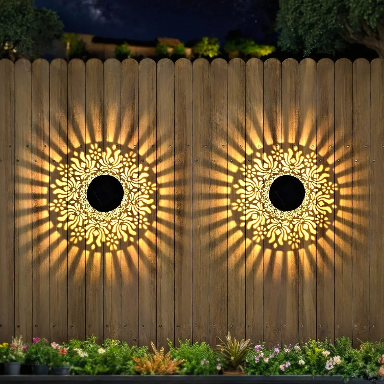 Conjunto de Lámparas de Pared Solares Solviora con 2 Piezas | Diseño de Peonías de Hierro | 28 cm de altura