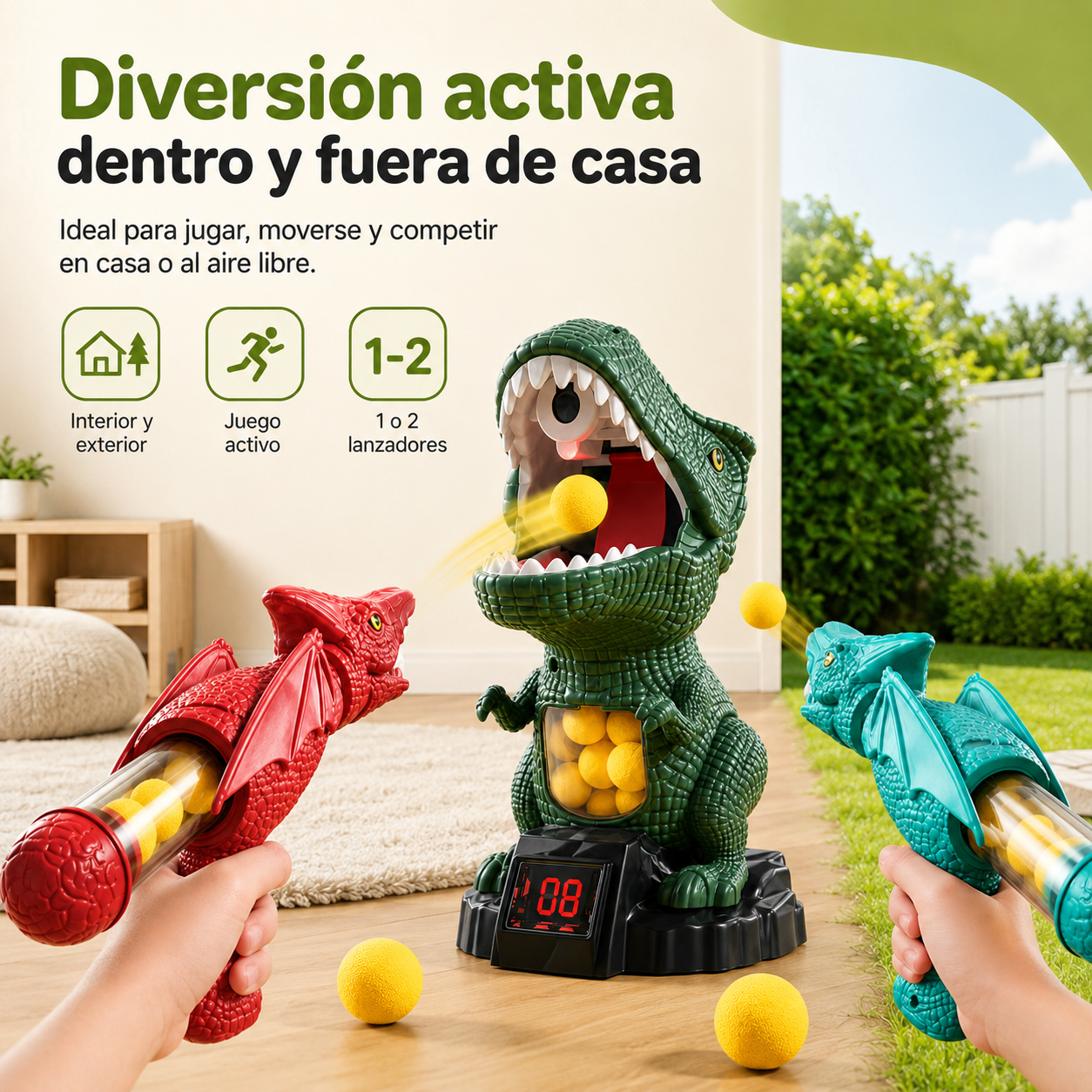 DINOPOP BLASTER – Jeu de tir de dinosaures pour enfants avec des balles en mousse souple et une cible