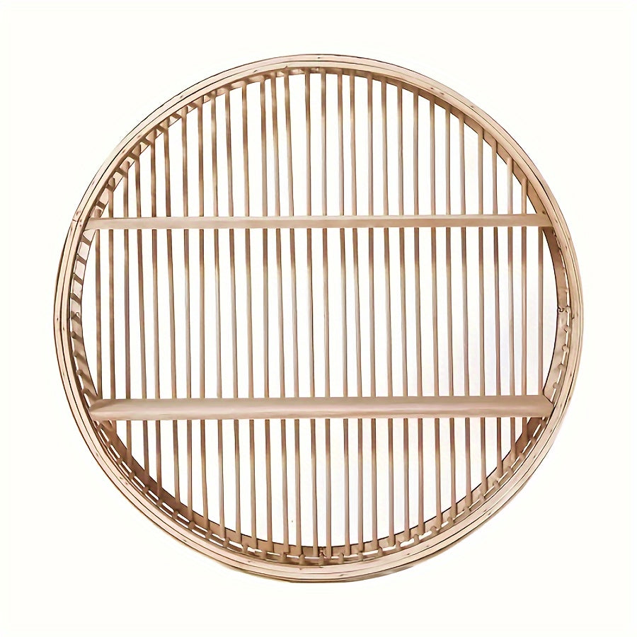 Estante de Pared de Bambú Hecha a Mano - Diseño Redondo Único para Almacenamiento Estiloso