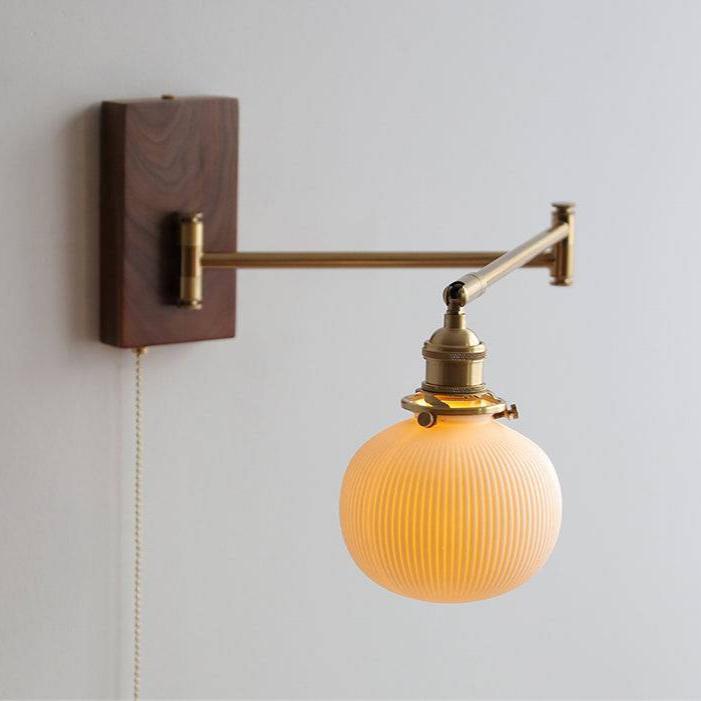 Lámpara de Pared de Cerámica con Placa de Madera