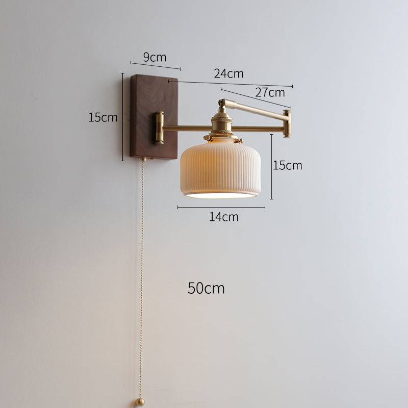 Lámpara de Pared de Cerámica con Placa de Madera