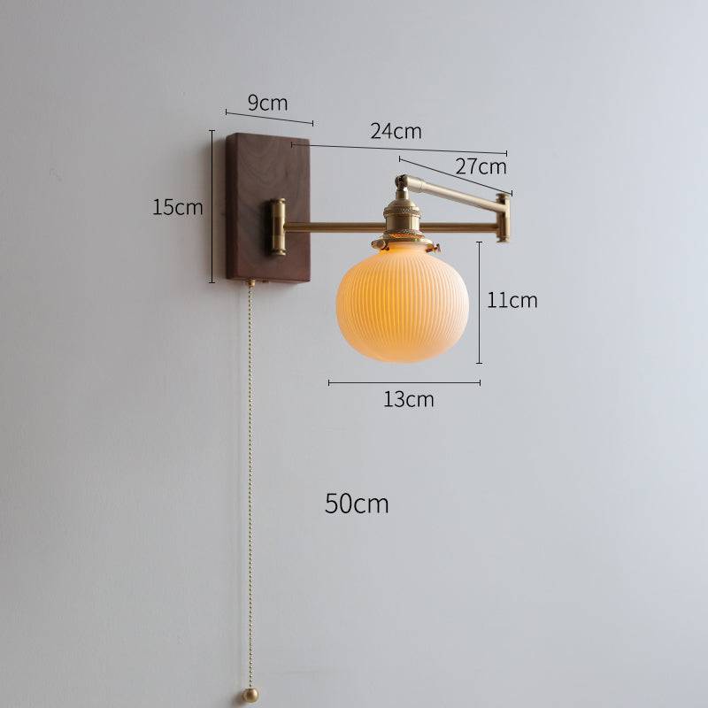 Lámpara de Pared de Cerámica con Placa de Madera