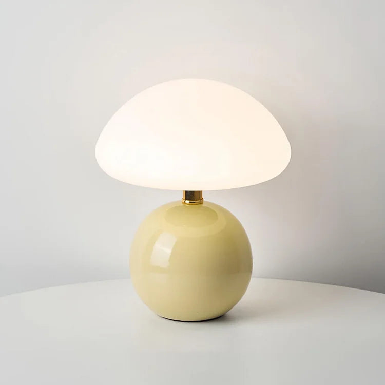 Lámpara de Mesa de Hongo en Crema Francesa con Colores LED Ajustables