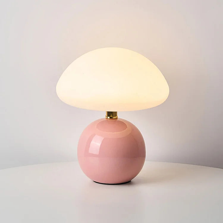 Lámpara de Mesa de Hongo en Crema Francesa con Colores LED Ajustables