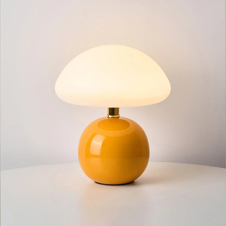 Lámpara de Mesa de Hongo en Crema Francesa con Colores LED Ajustables