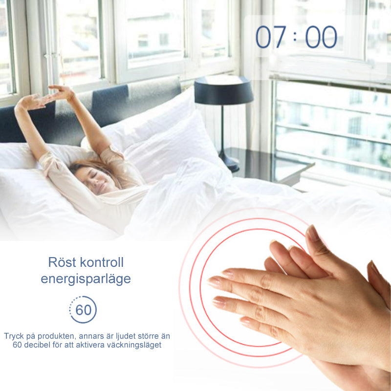Reloj de Madera LED con Control de Voz y Control de Sonido