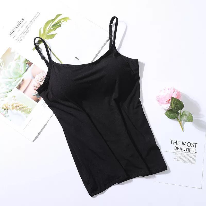 Camiseta de mujer con sujetador incorporado y tirantes ajustables