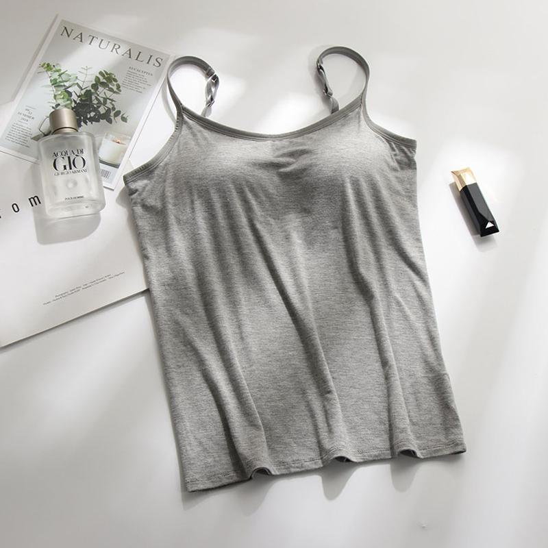 Camiseta de mujer con sujetador incorporado y tirantes ajustables