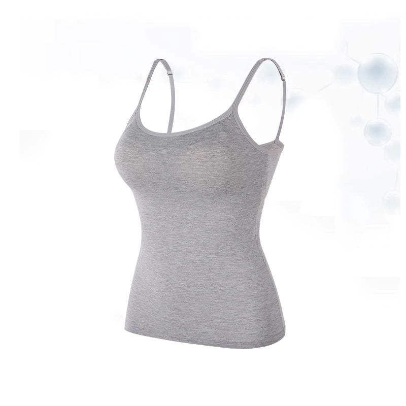 Camiseta de mujer con sujetador incorporado y tirantes ajustables