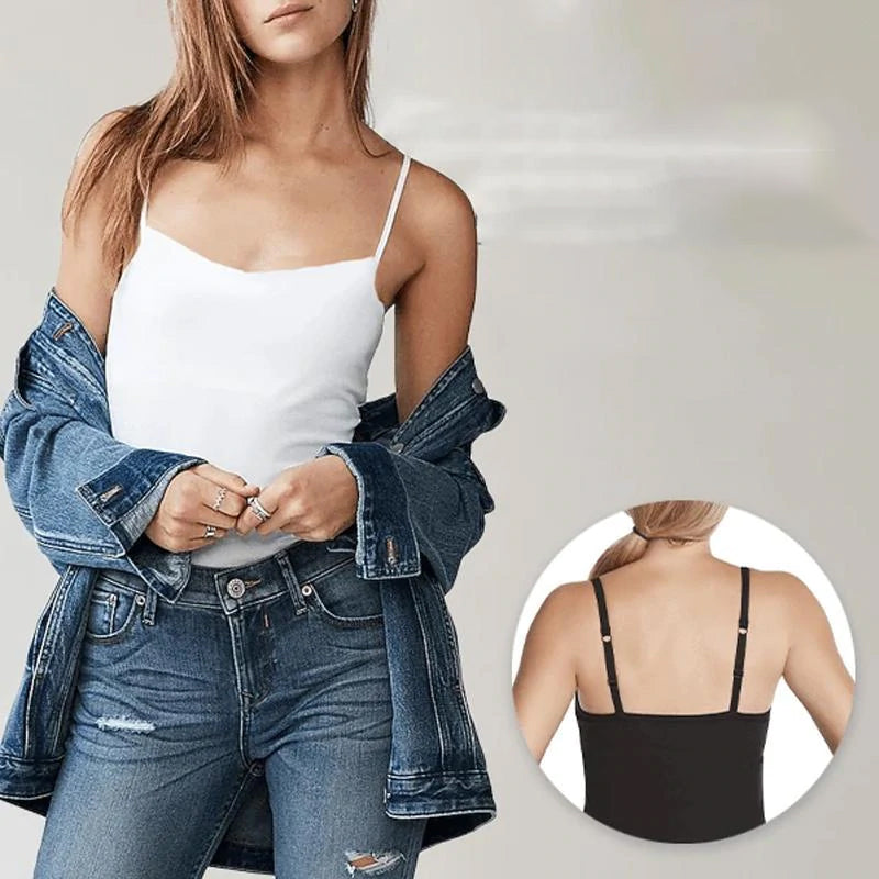 Camiseta de mujer con sujetador incorporado y tirantes ajustables