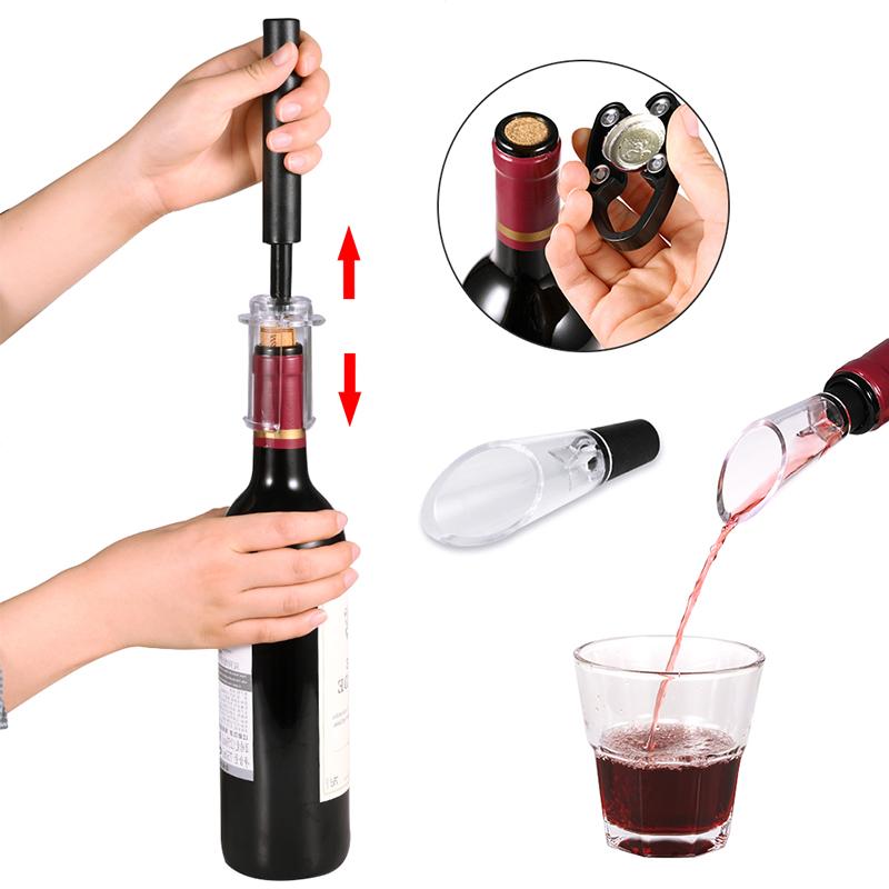 Set de Sacacorchos: Aire a Presión, Cortador de Papel de Aluminio, Vertedor de Vino