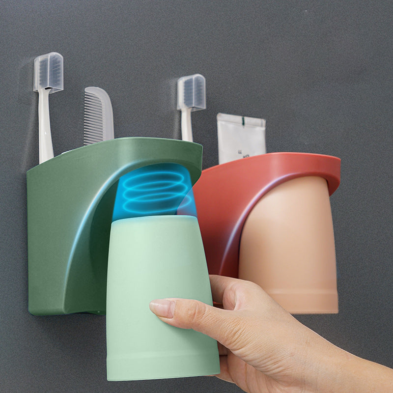 Soporte de Cepillo de Dientes Magnético con Vaso para Enjuague Bucal para el Baño