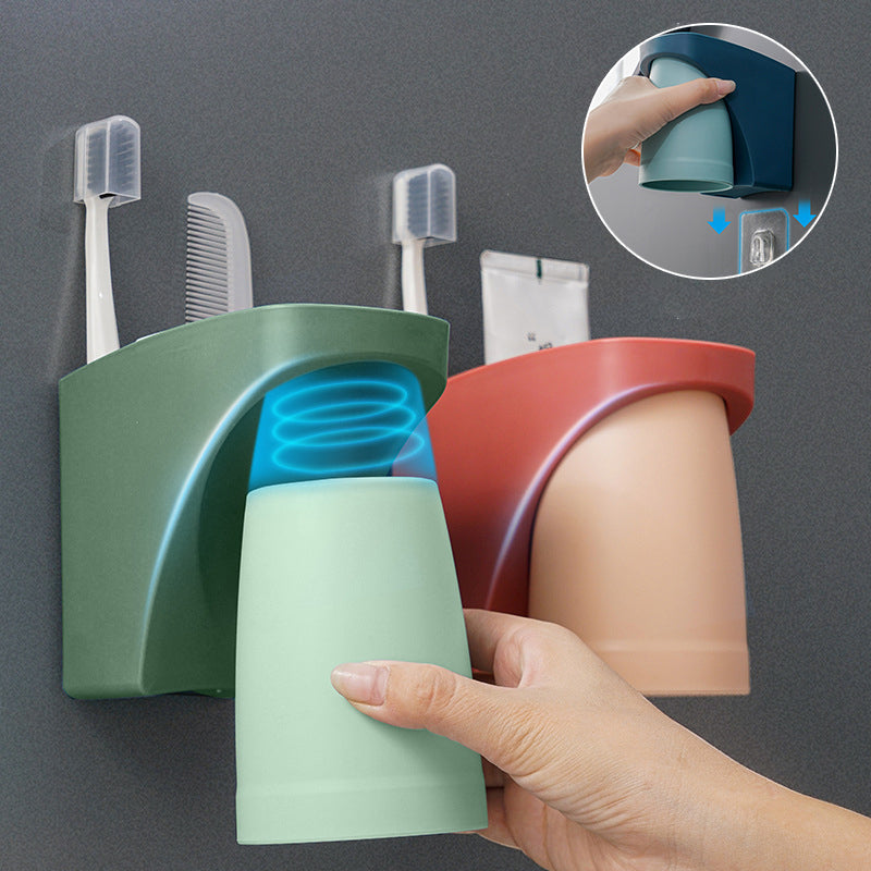 Soporte de Cepillo de Dientes Magnético con Vaso para Enjuague Bucal para el Baño