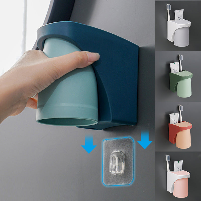 Soporte de Cepillo de Dientes Magnético con Vaso para Enjuague Bucal para el Baño