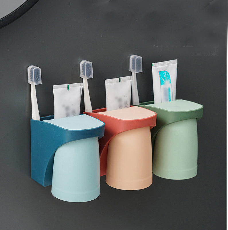 Soporte de Cepillo de Dientes Magnético con Vaso para Enjuague Bucal para el Baño