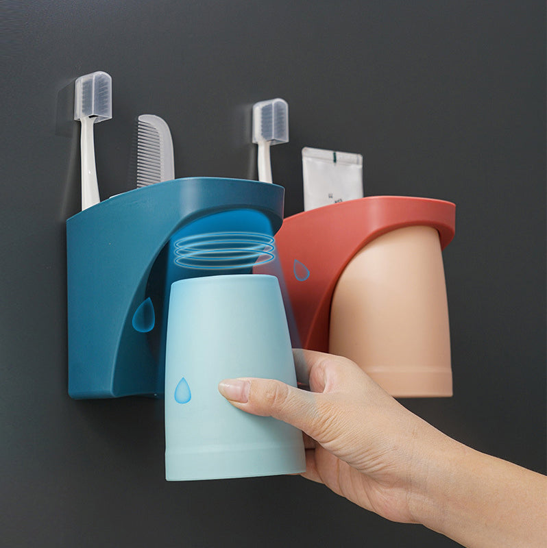 Soporte de Cepillo de Dientes Magnético con Vaso para Enjuague Bucal para el Baño