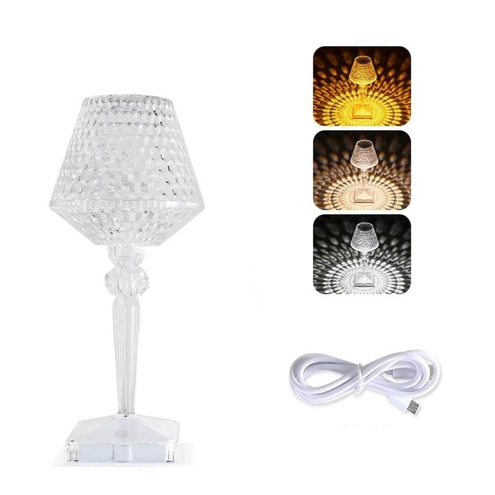 Lámpara de Mesa de Cristal Recargable Elegante para Iluminación Ambiante