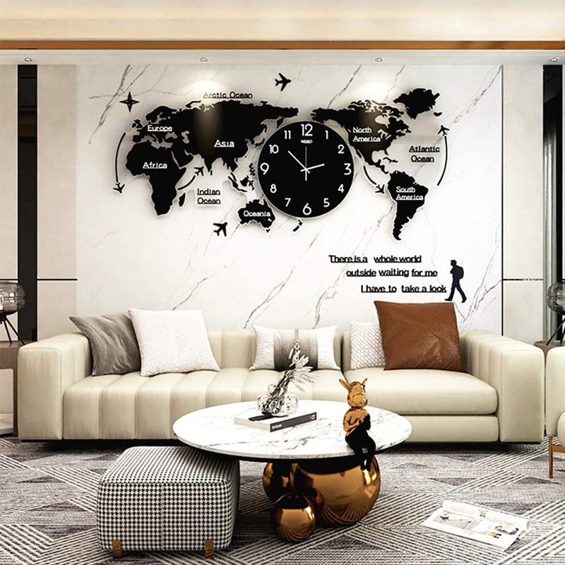 Reloj de Pared Elegante con Mapa Mundi en Diseño Retro 60cm