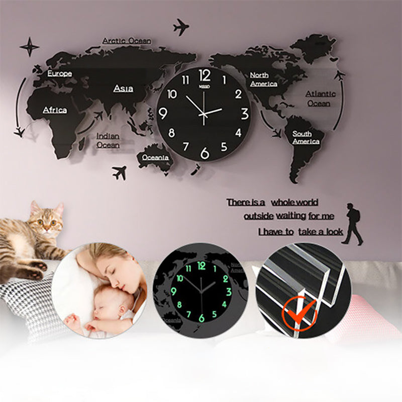 Reloj de Pared Elegante con Mapa Mundi en Diseño Retro 60cm