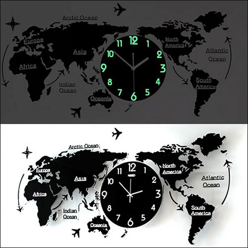 Reloj de Pared Elegante con Mapa Mundi en Diseño Retro 60cm