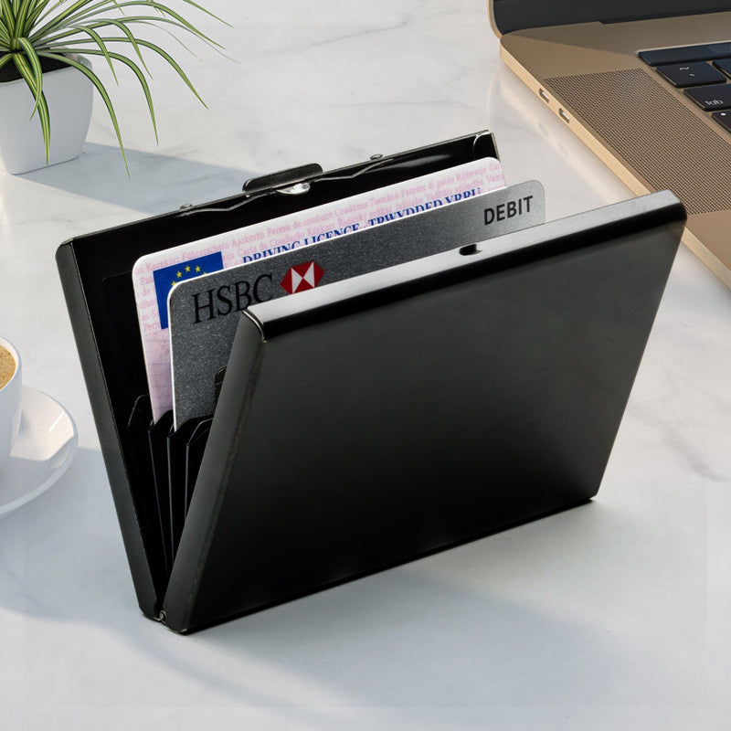 Porta tarjetas RFID de acero inoxidable para hombres y mujeres