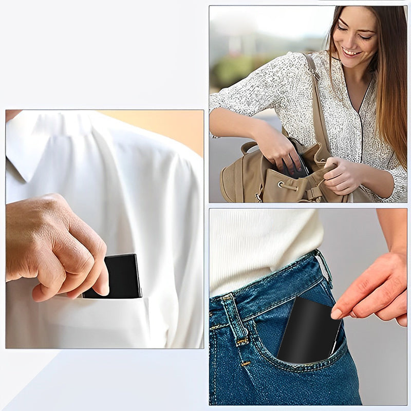 Porta tarjetas RFID de acero inoxidable para hombres y mujeres