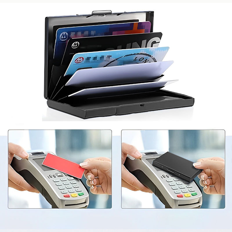 Porta tarjetas RFID de acero inoxidable para hombres y mujeres