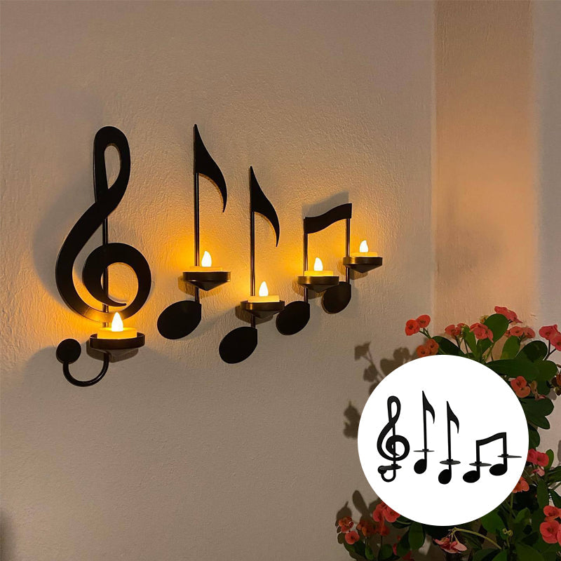 Candelabro de Música en Metal Montado en la Pared Negro