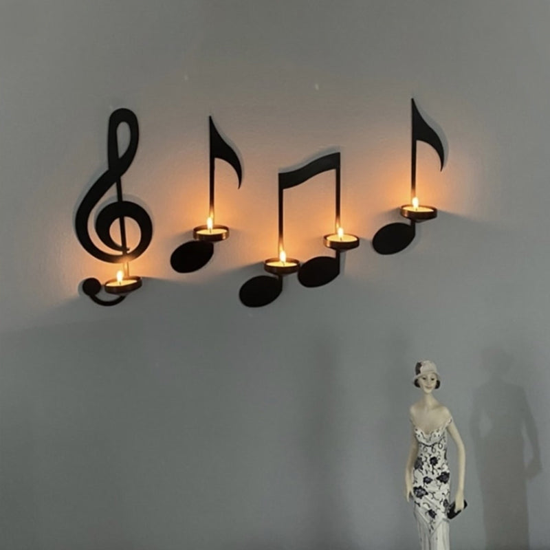 Candelabro de Música en Metal Montado en la Pared Negro