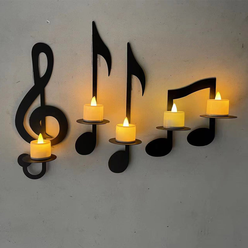 Candelabro de Música en Metal Montado en la Pared Negro