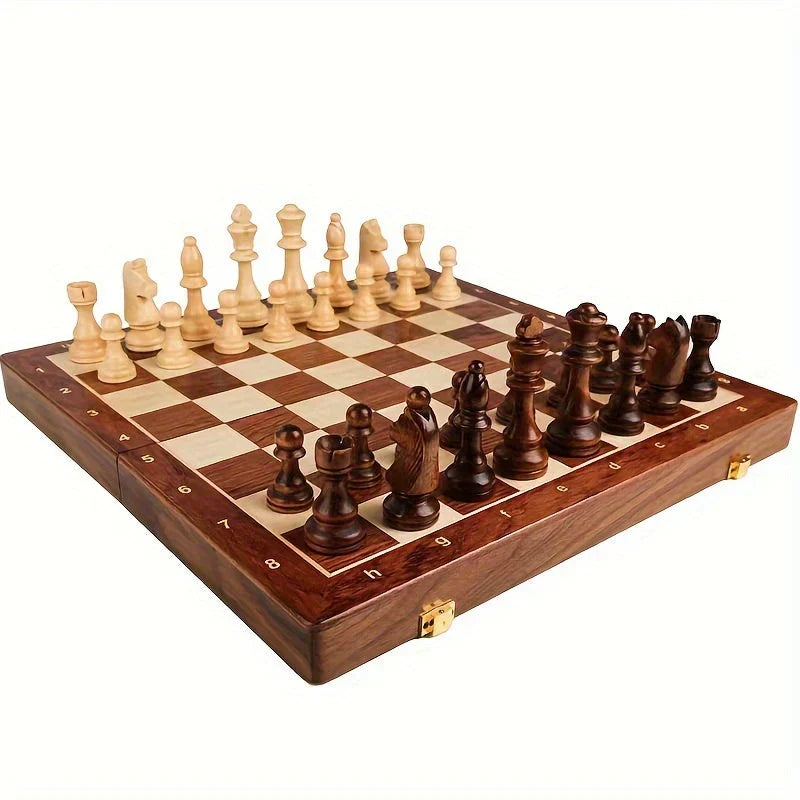 Tablero de Ajedrez Premium y Piezas de Madera con Reinas Extra