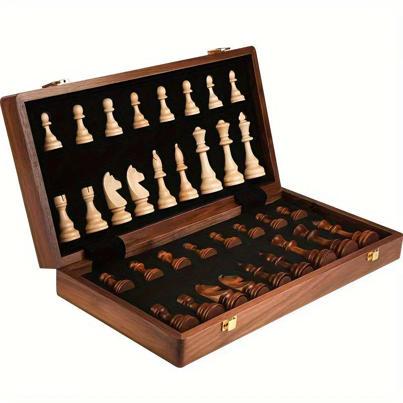 Tablero de Ajedrez Premium y Piezas de Madera con Reinas Extra