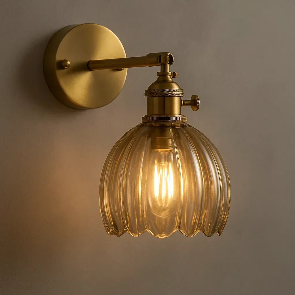 Lámpara de Pared Retro | Diseño de Tulipanes de Vidrio | Iluminación Elegante