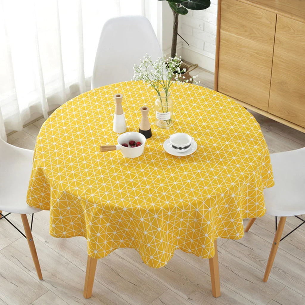 Mantel Redondo con Patrón de Espiga para Decoración de Mesa Elegante