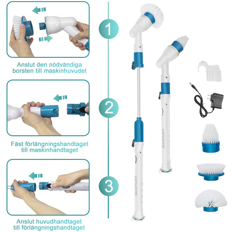 Cepillo de Limpieza Eléctrico Azul - Cabezal de Múltiples Cepillos, Recargable
