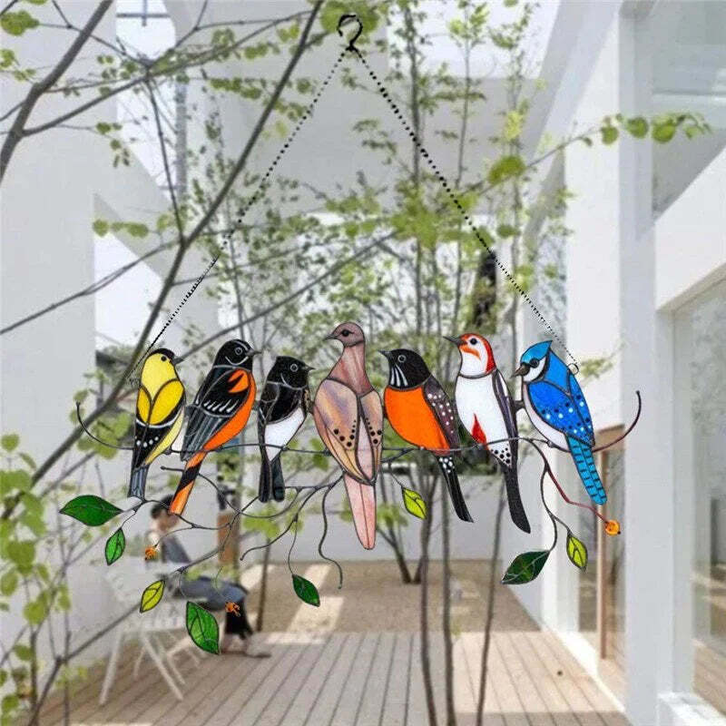 SpringBirds - Colorido atrapasueños de vidrio para decoración del hogar