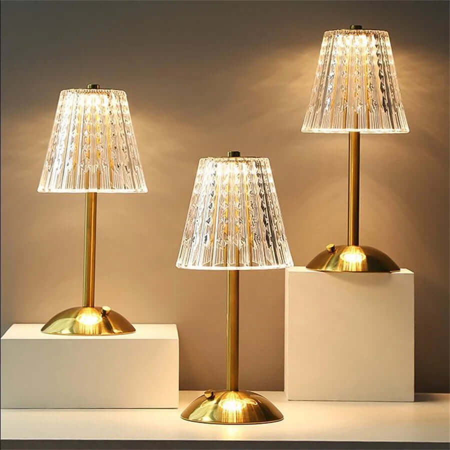 Lámpara de Mesa de Cristal Activada por Toque