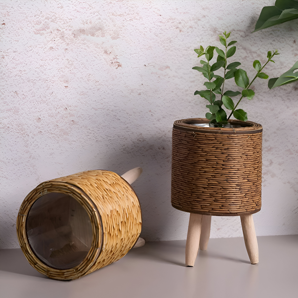 Maceta de Rattan Artificial de Estilo Rústico