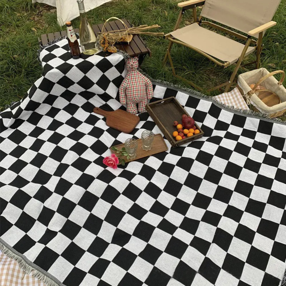 Manta de picnic de microfibra suave con diseño a cuadros