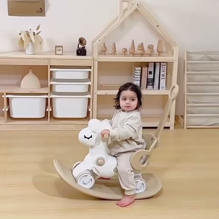 2-en-1 Caballito de Madera para Bebés y Bicicleta de Paseo - Juguete Seguro y Divertido