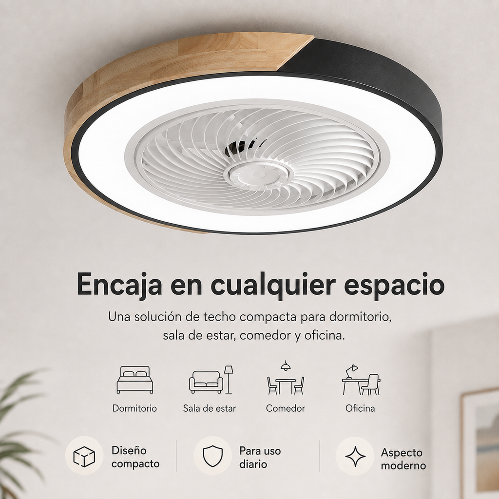 Luz de Ventilador de Techo LED Integrado Sin Aspas