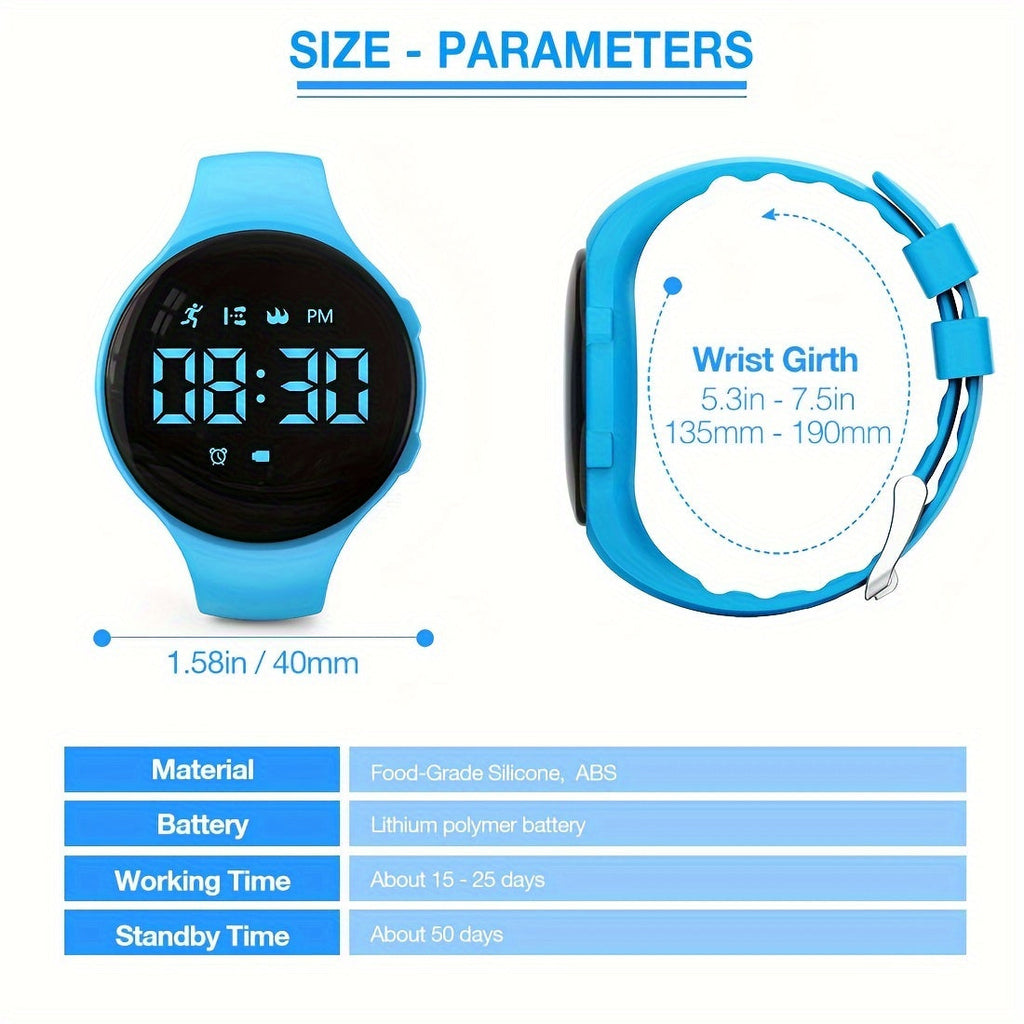 Reloj Digital LED Contador de Pasos con Alarma Vibrante – Rastreador de Fitness para Niños