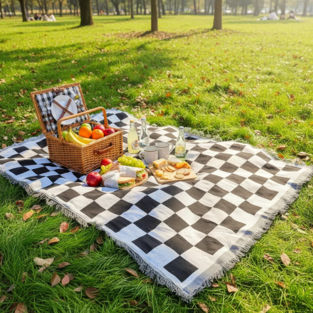 Manta de picnic de microfibra suave con diseño a cuadros