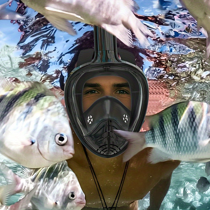 Máscara de Snorkel de Cara Completa – Visión Panorámica de 180° y Montaje para Cámara para una Experiencia Subacuática Perfecta